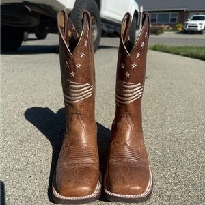 Ariat Brown Circuit Patriot Western Boots with Star and Stripe Design